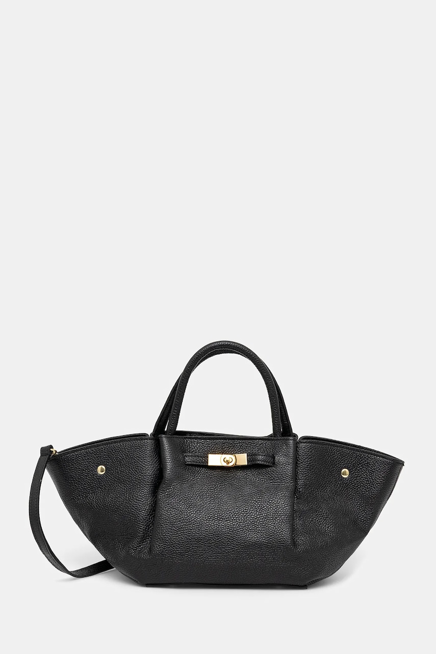 Answear Lab poseta de piele culoarea negru