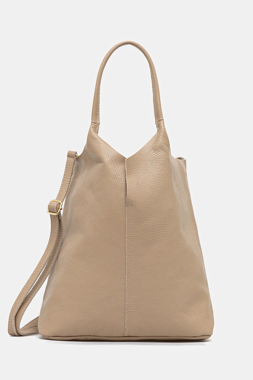 Answear Lab poseta de piele culoarea bej