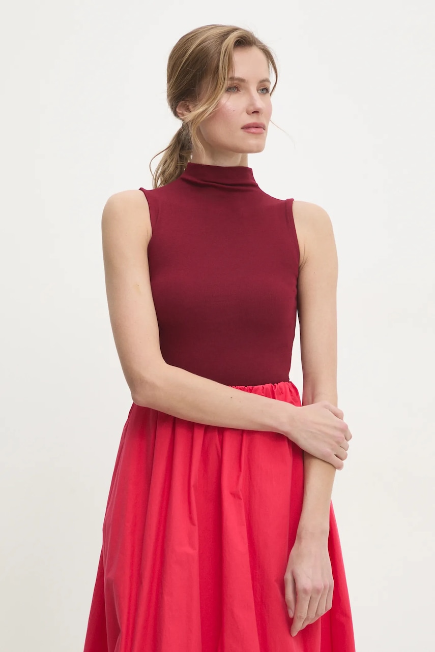 Answear Lab top culoarea bordo, cu turtleneck