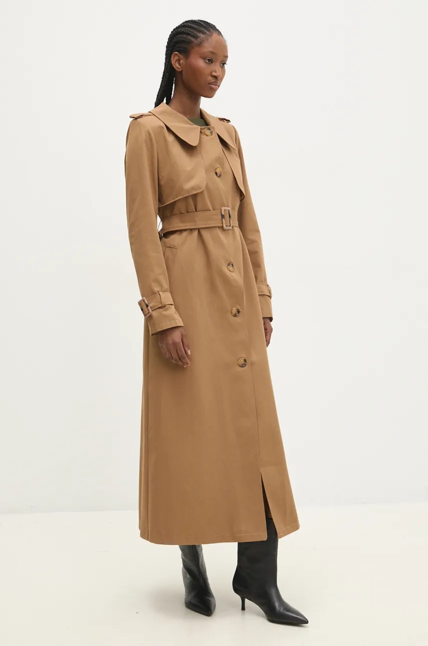 Answear Lab trenci femei, culoarea bej, de tranzitie, oversize Answear Lab trenci femei, culoarea bej, de tranzitie, oversize