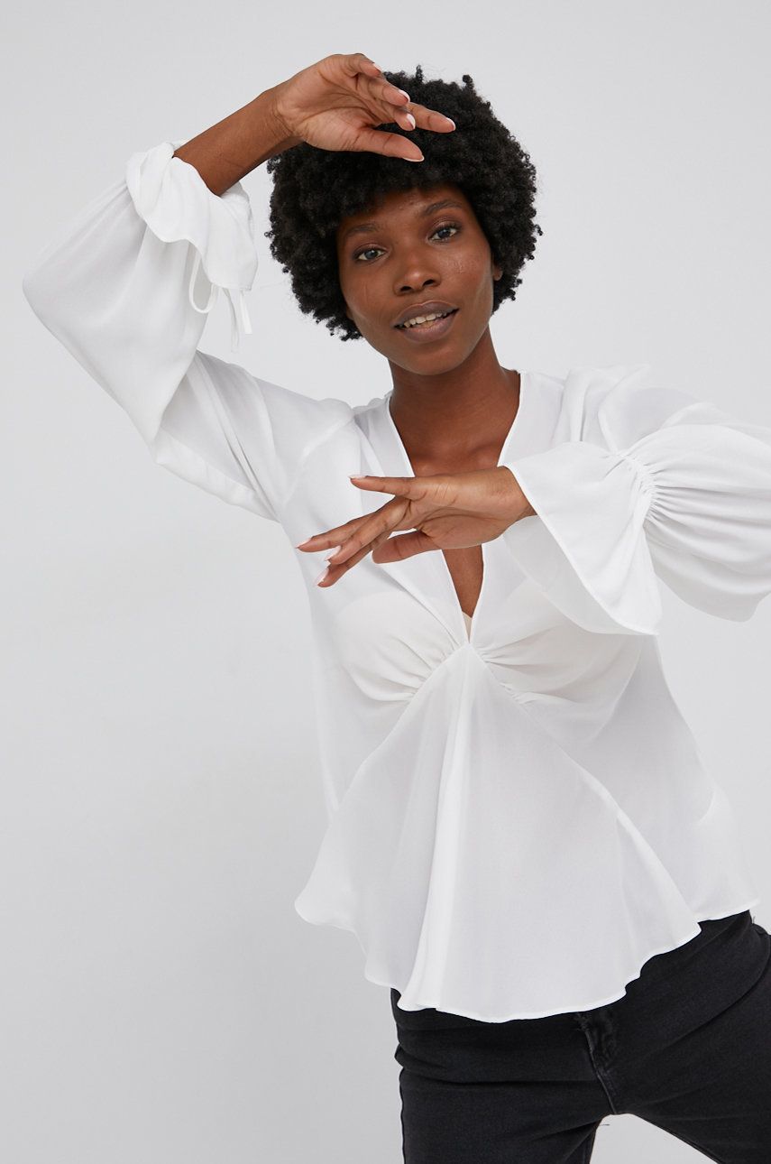 Answear Lab Bluză femei, culoarea alb, material neted ANSWEAR ANSWEAR