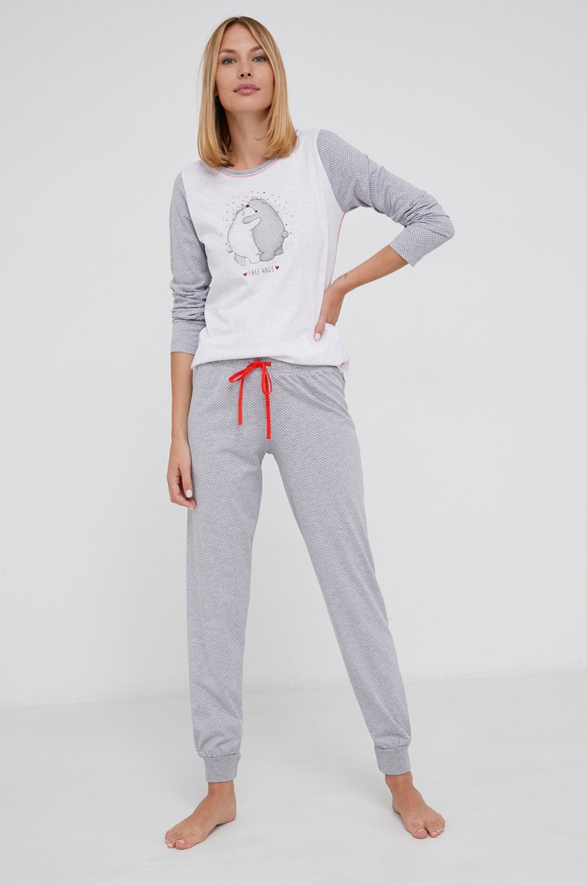 Answear Lab Pijama femei, culoarea gri