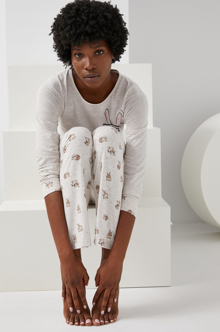 Answear Lab Pijama femei culoarea bej