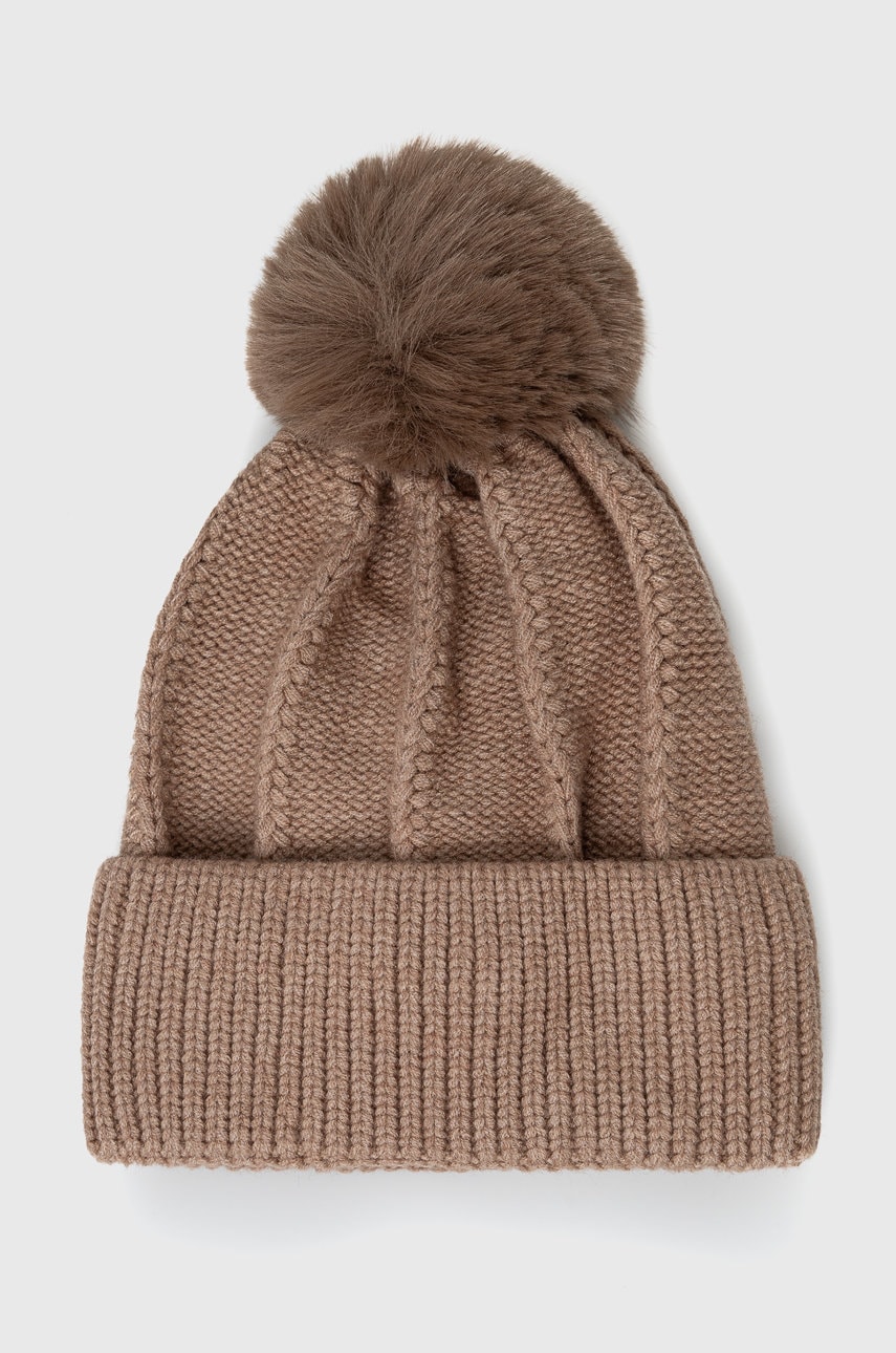 Answear lab căciulă culoarea bej, din tricot gros