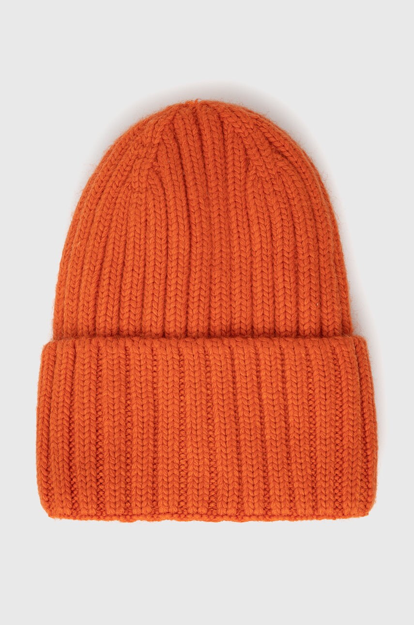 Answear lab căciulă de lână culoarea portocaliu, din tricot gros