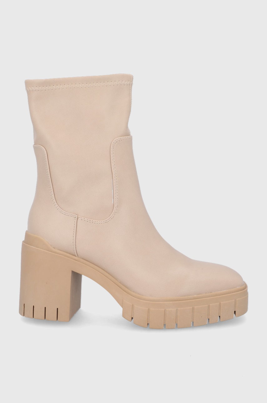 Answear lab botine femei, culoarea bej, cu toc drept
