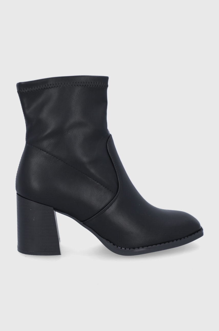 Answear lab botine femei, culoarea negru, cu toc drept