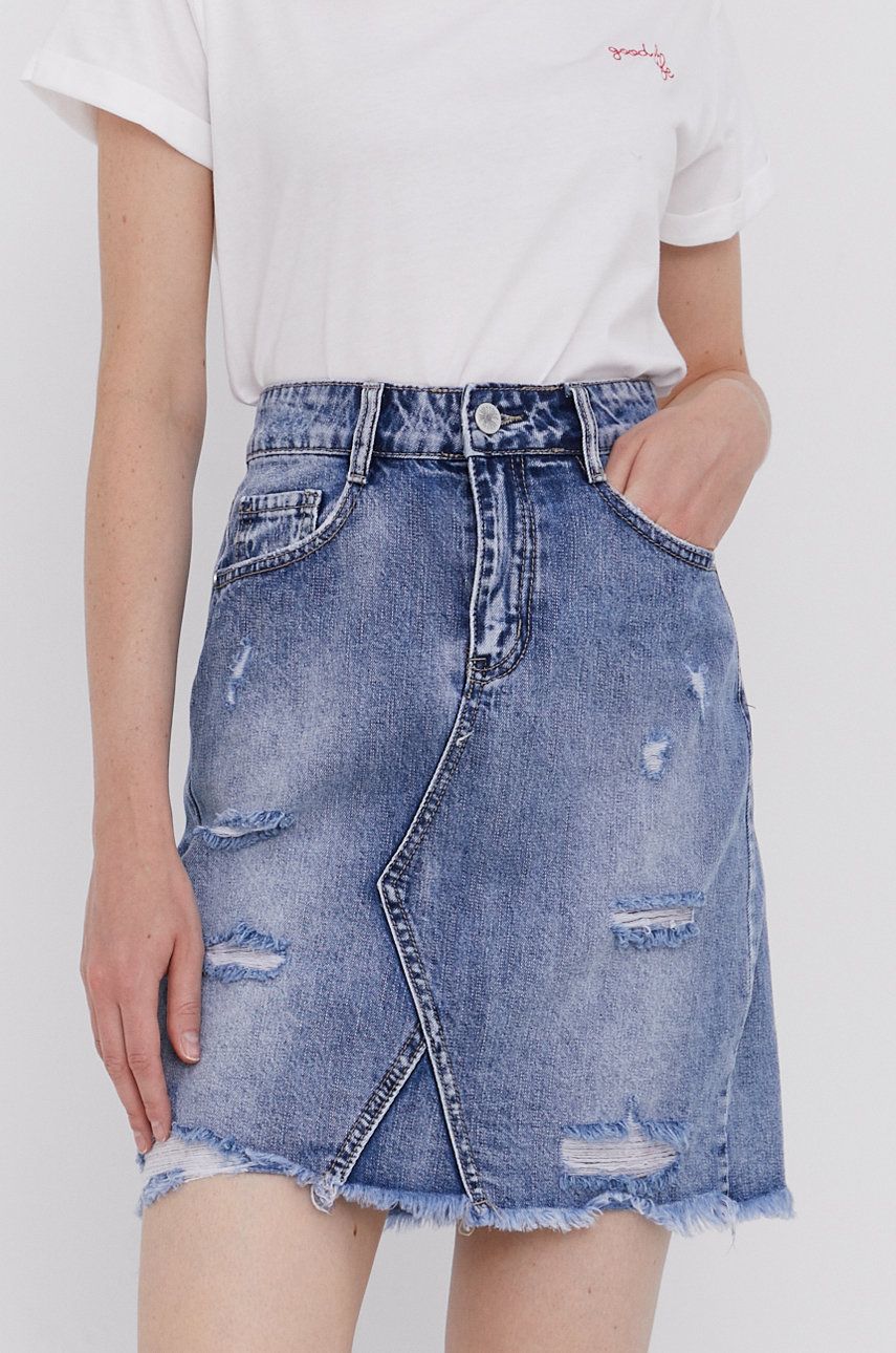 Answear Lab Fusta jeans mini, model drept