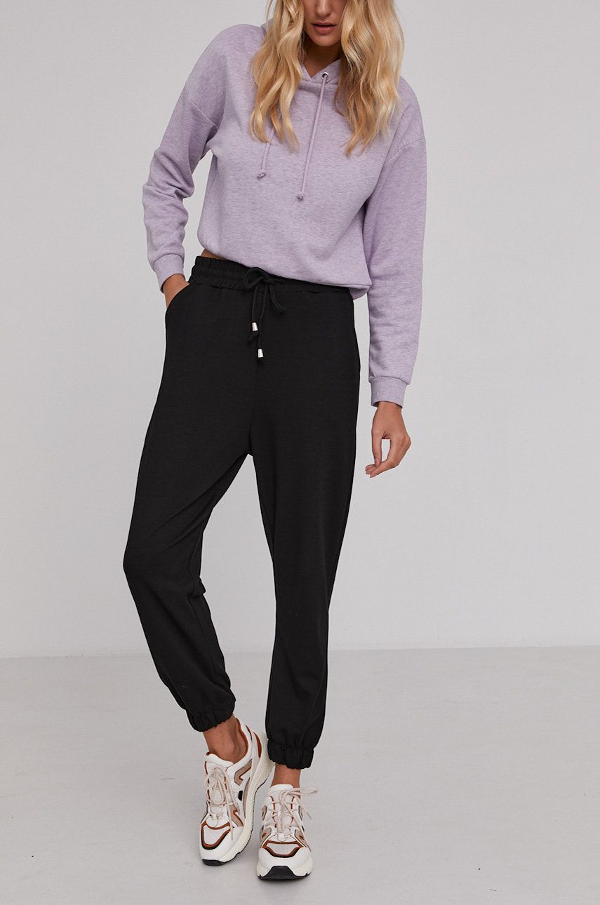 Answear Lab Pantaloni femei, culoarea negru, jogger, high waist