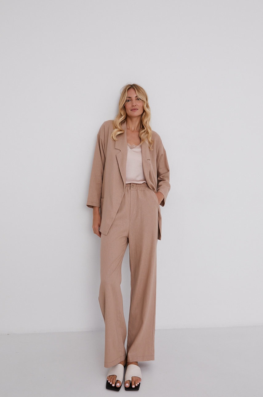 

Льняні штани Answear Lab Pure Linen жіночі колір бежевий прямі висока посадка