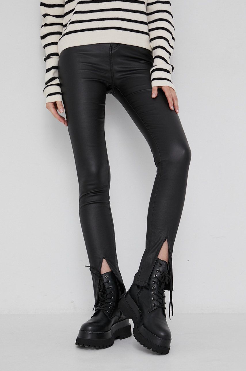 Answear Lab Pantaloni femei, culoarea negru, model drept, high waist Answear Lab