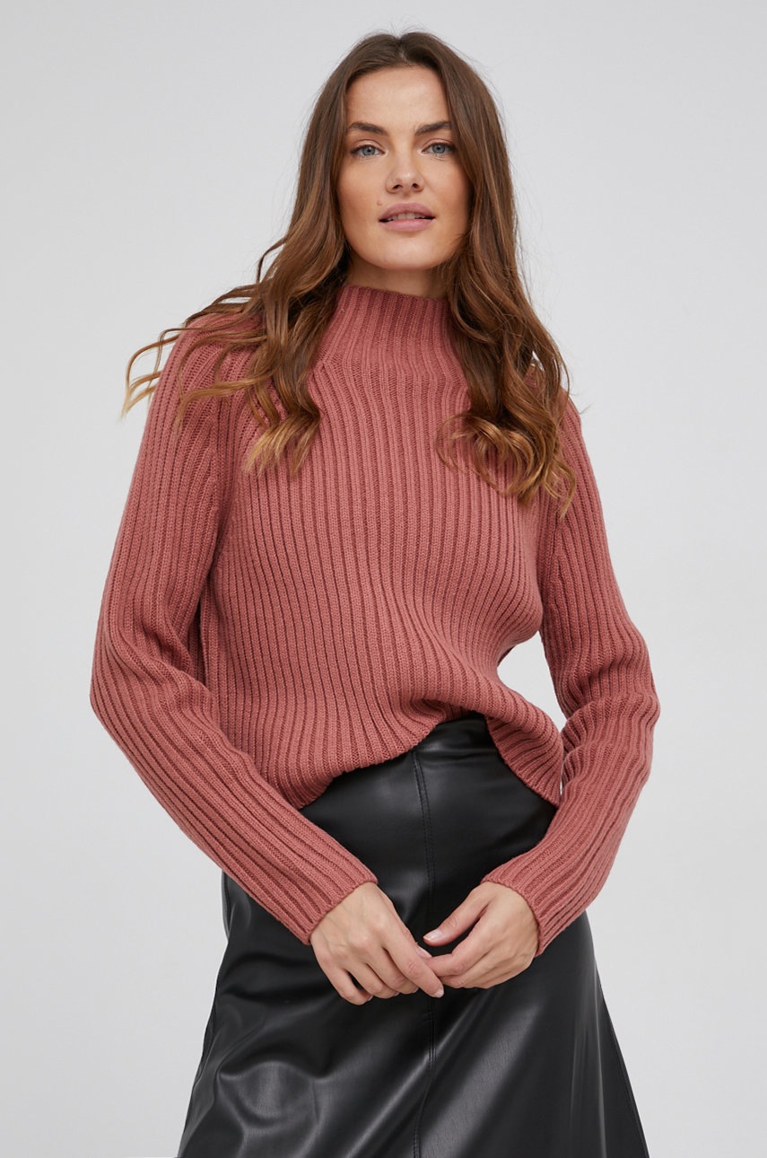 

Пуловер Answear Lab дамски в розово с ниско поло, Розов