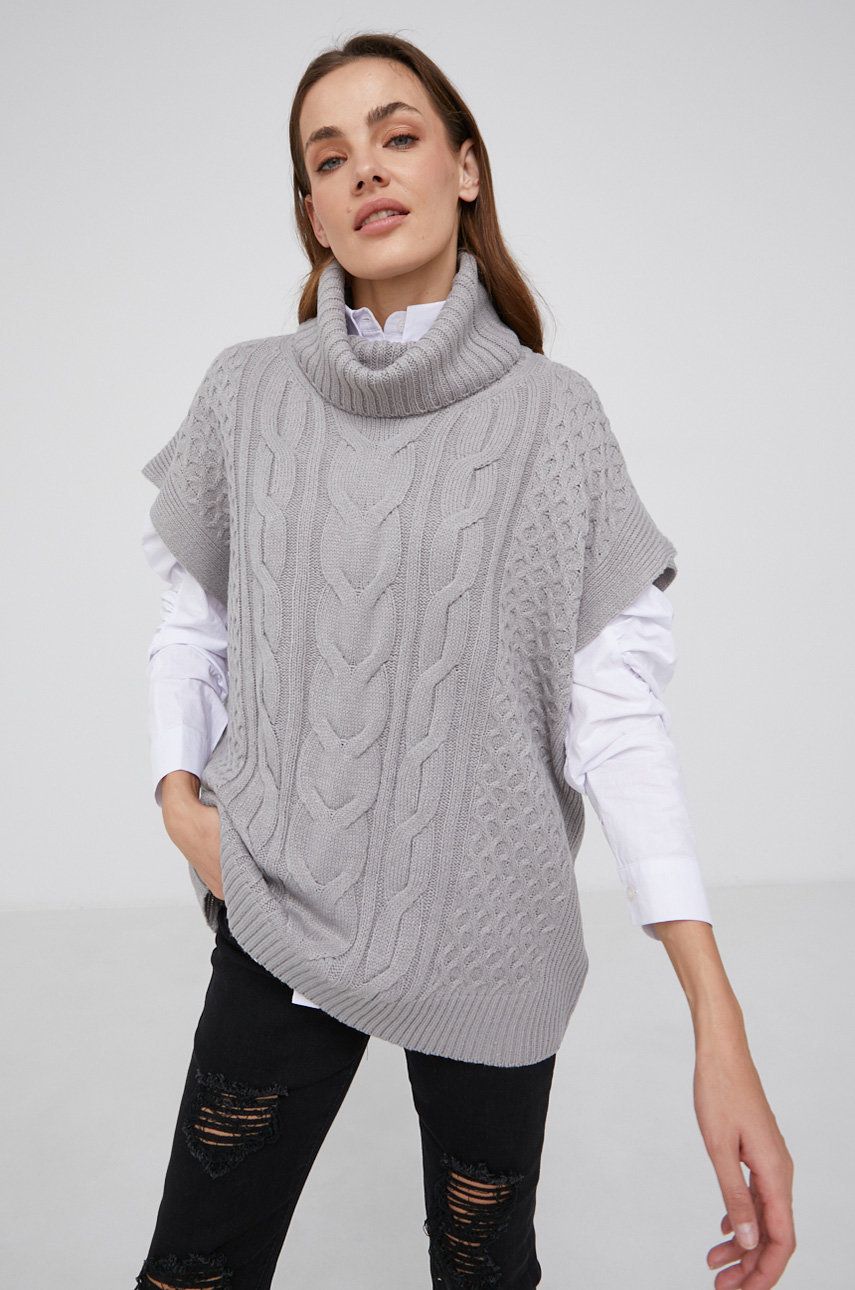 Answear Lab Pulover femei, culoarea gri, calduros, cu guler 2022 ❤️ Pret Super answear imagine noua 2022