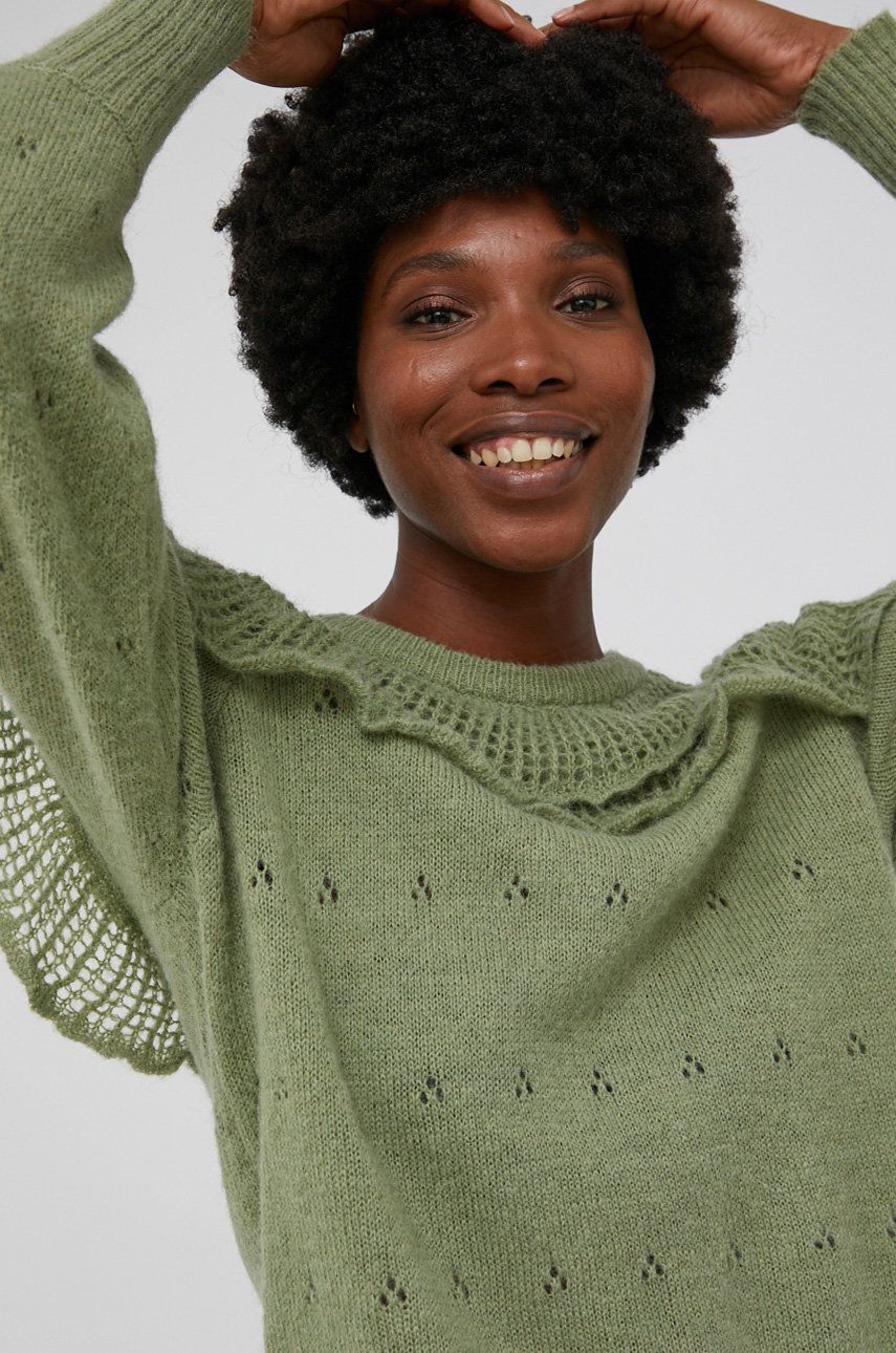 Answear Lab Sweter z domieszką wełny damski kolor zielony