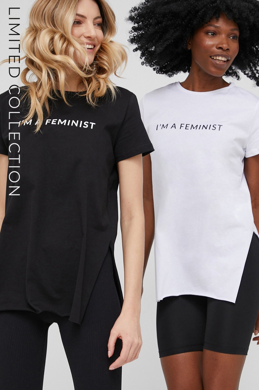 

Памучна тениска Answear Lab в черно, Черен