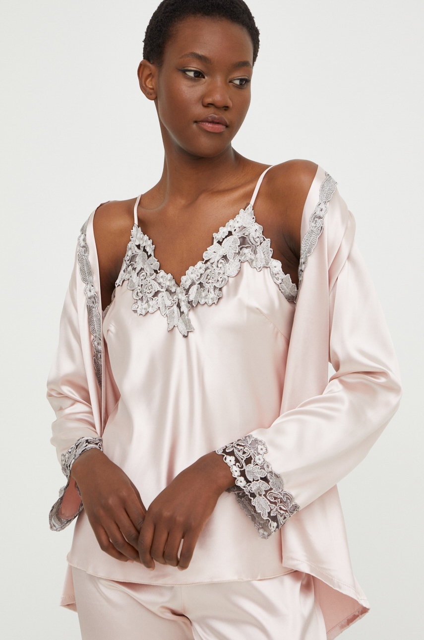 

Комплект пижама с коприна Answear Lab Silk Blend в бежово от сатен, Бежов
