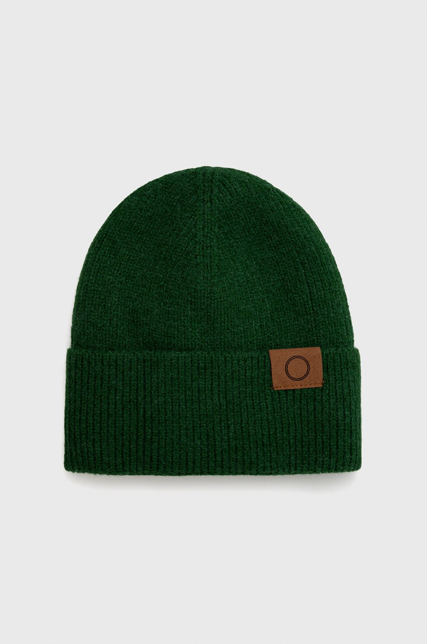 Answear lab caciula de lana femei, culoarea verde, de lana, din tricot gros