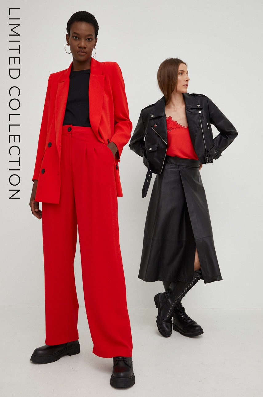 Answear lab sacou și pantaloni femei, culoarea rosu
