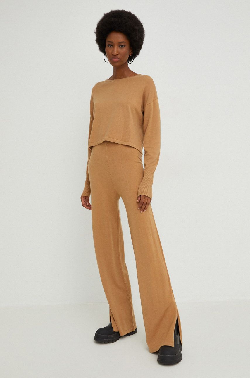 Answear Lab komplet sweter i spodnie damski kolor brązowy