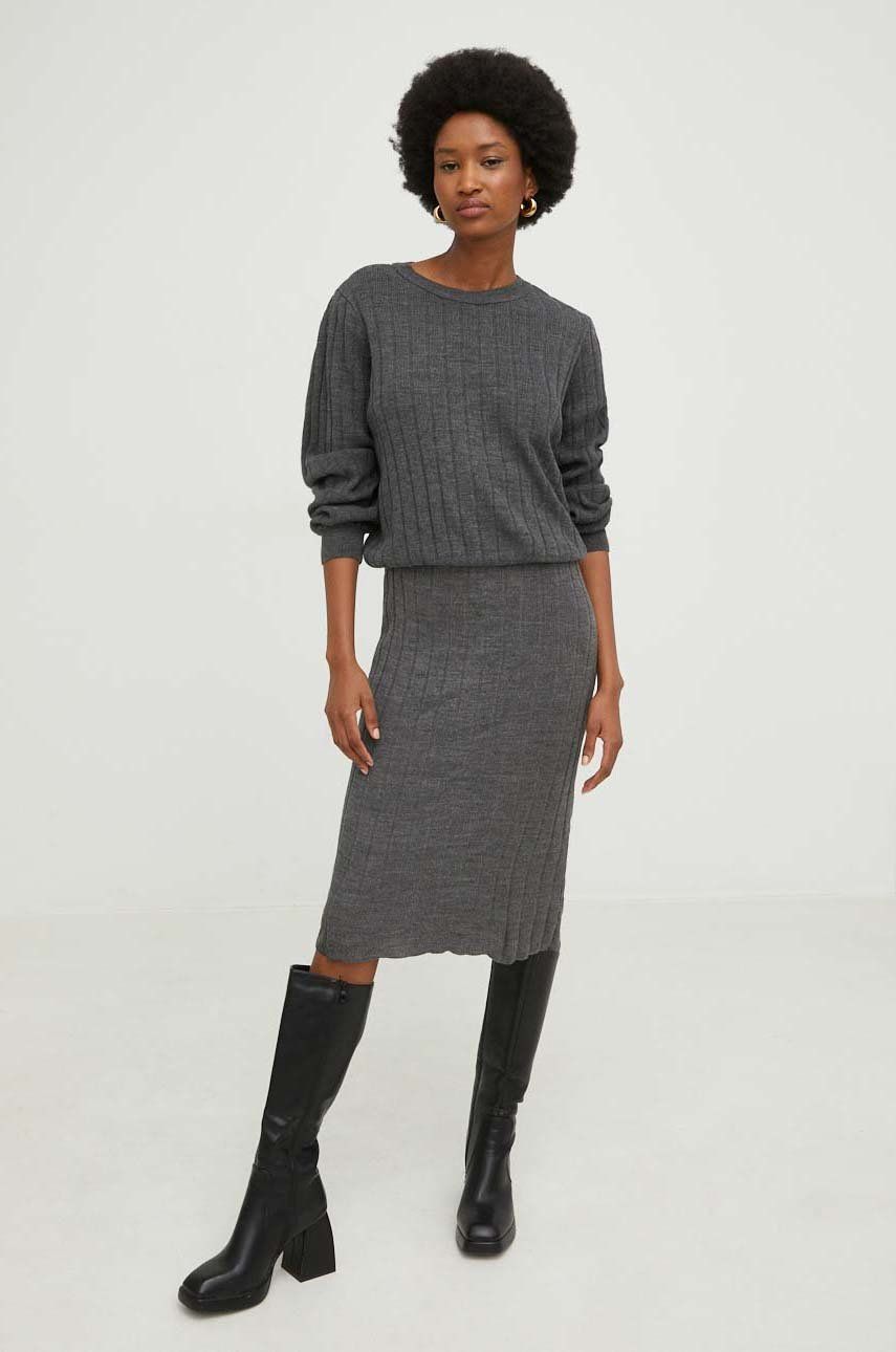 Answear Lab komplet sweter i spódnica damski kolor szary