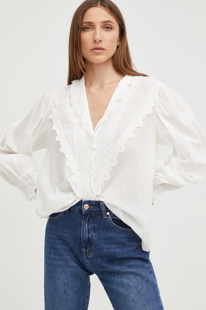 

Памучна риза Answear Lab дамска в бяло със стандартна кройка, Бял