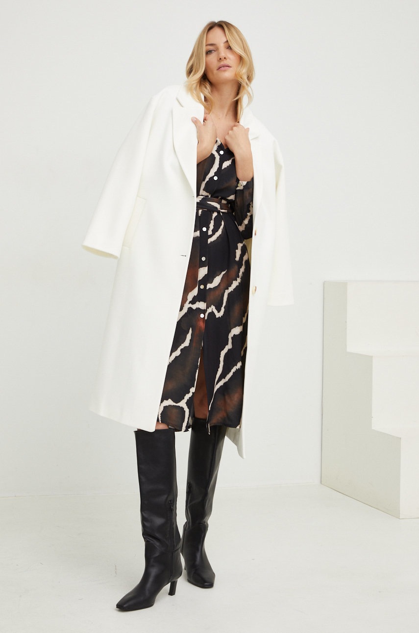 

Пальто з вовною Answear Lab колір бежевий перехідний oversize