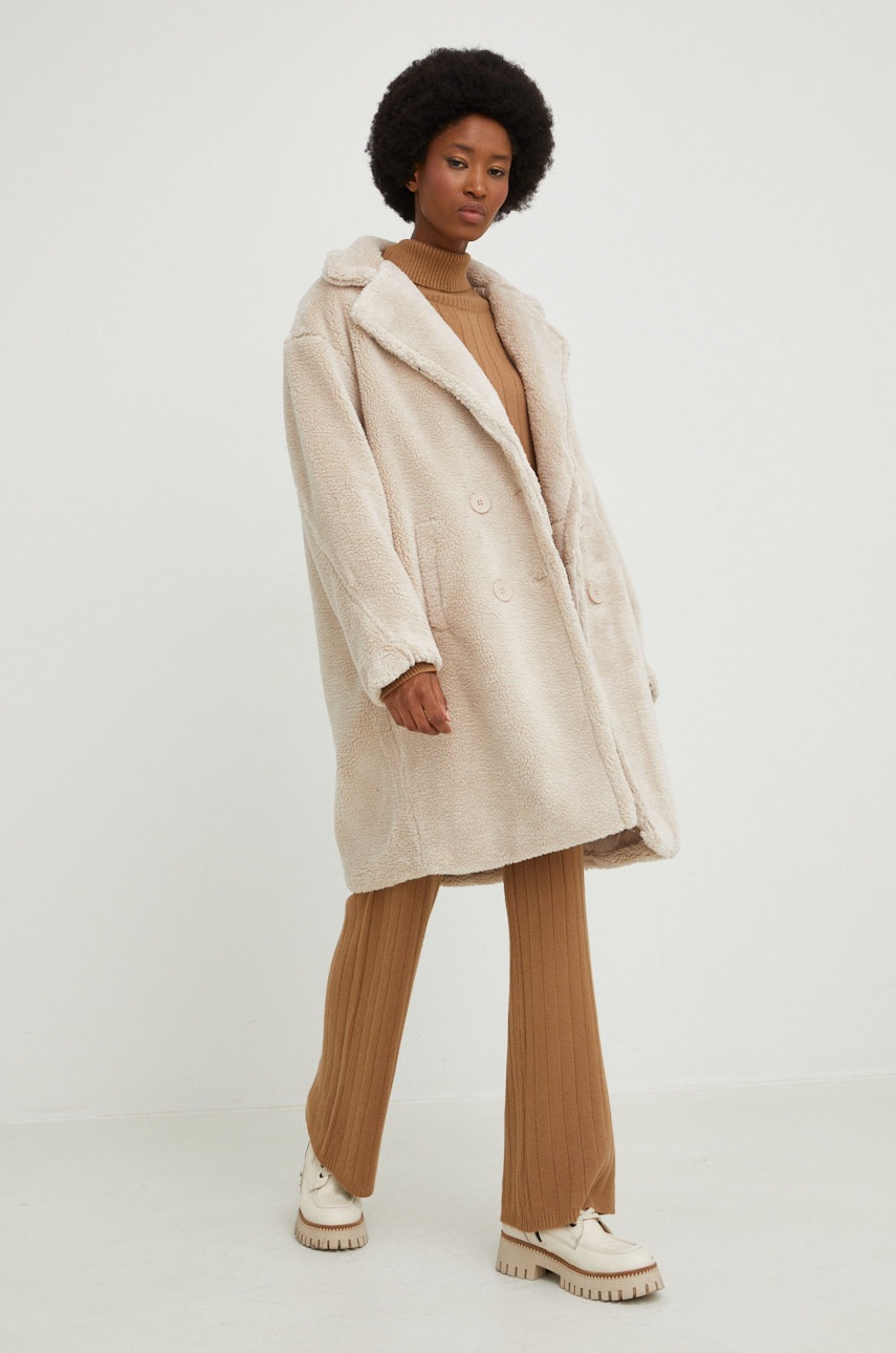 

Пальто Answear Lab женский цвет бежевый переходной oversize