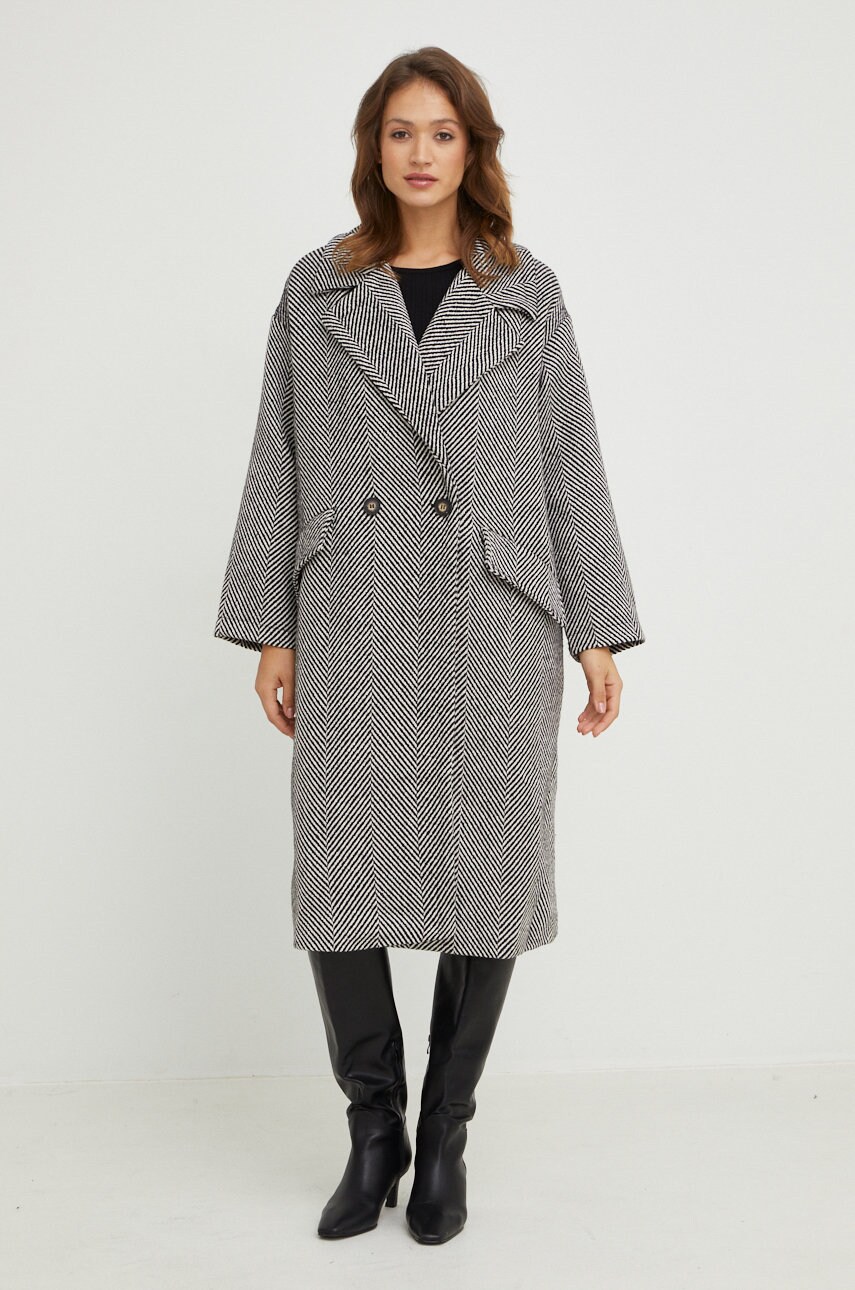 

Пальто с шерстью Answear Lab цвет чёрный переходной oversize