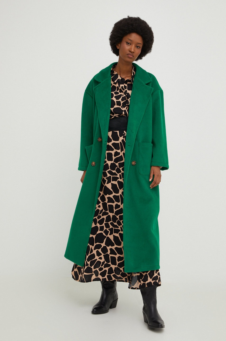 

Пальто Answear Lab жіночий колір зелений перехідний oversize