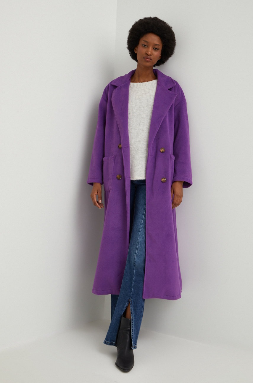 

Пальто Answear Lab жіночий колір фіолетовий перехідний oversize