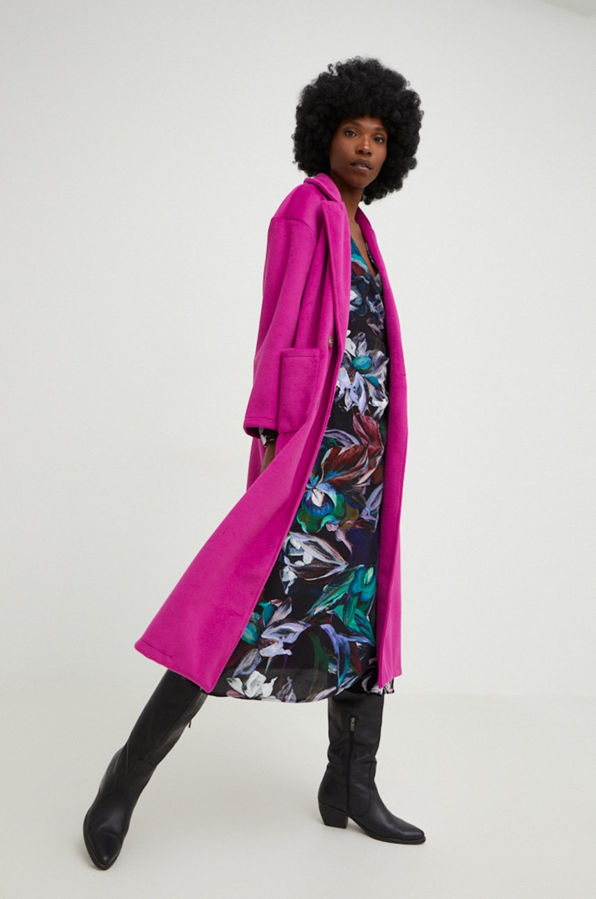 

Пальто Answear Lab женский цвет розовый переходной oversize