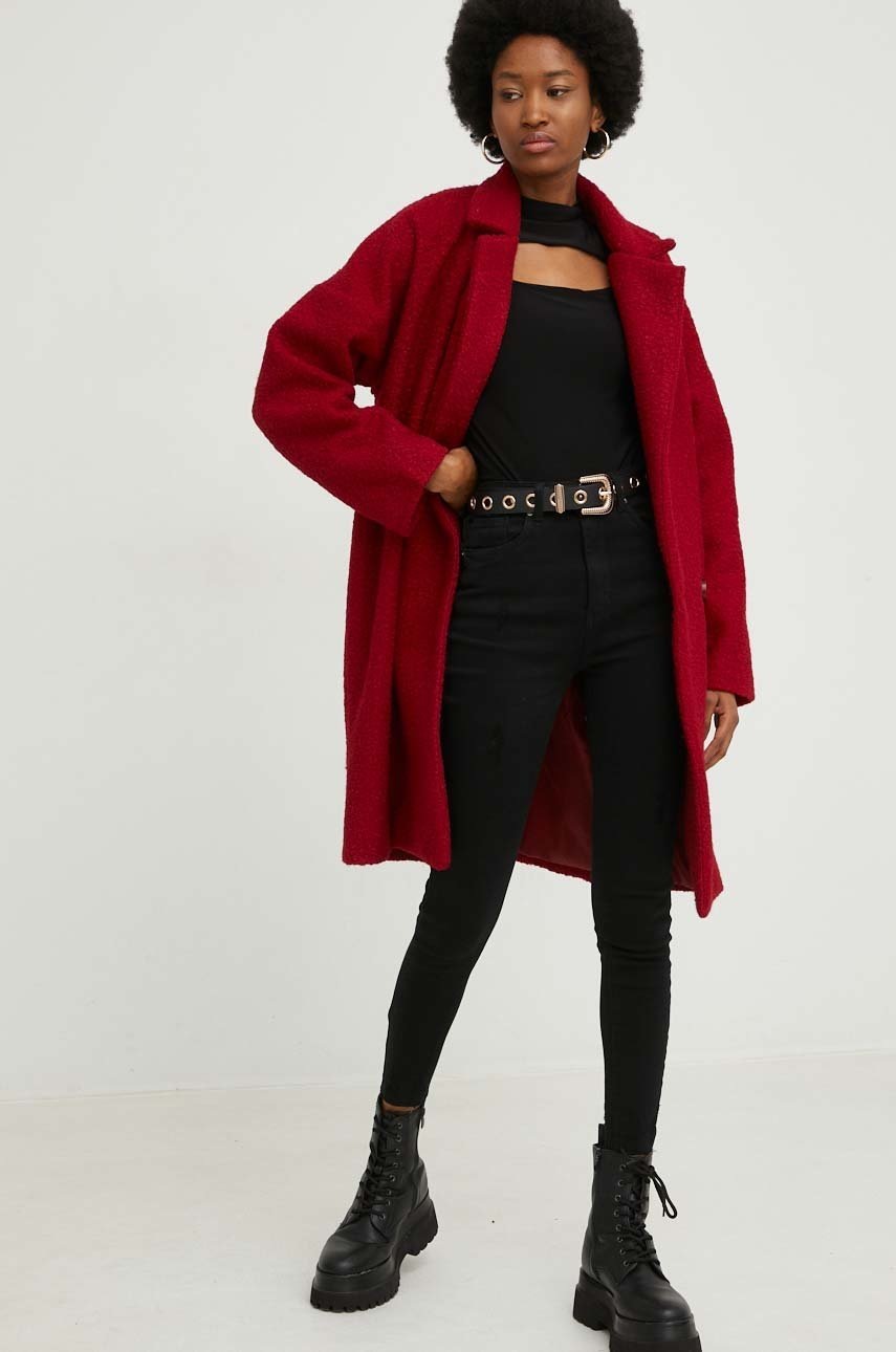 

Пальто з вовною Answear Lab колір червоний перехідний oversize