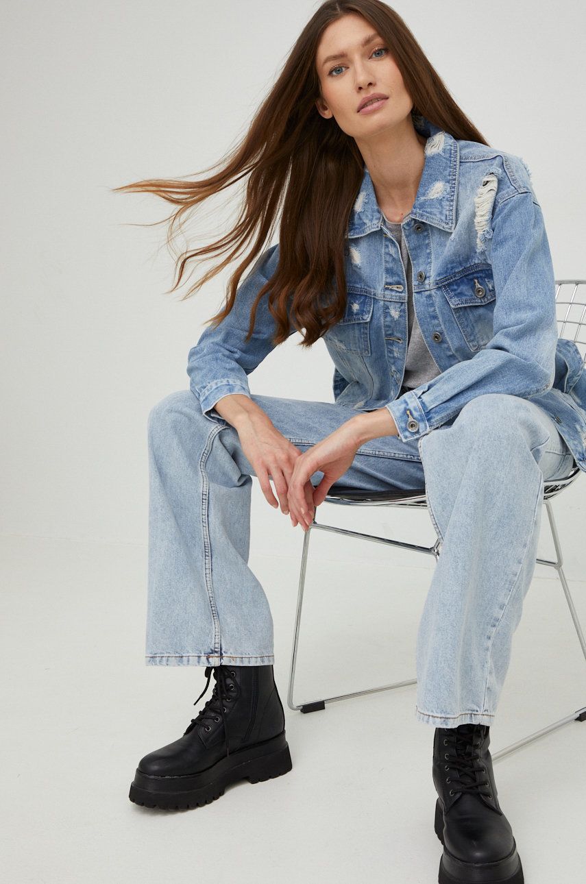 Answear Lab geaca jeans x colecția limitată SISTERHOOD femei, de tranzitie Answear
