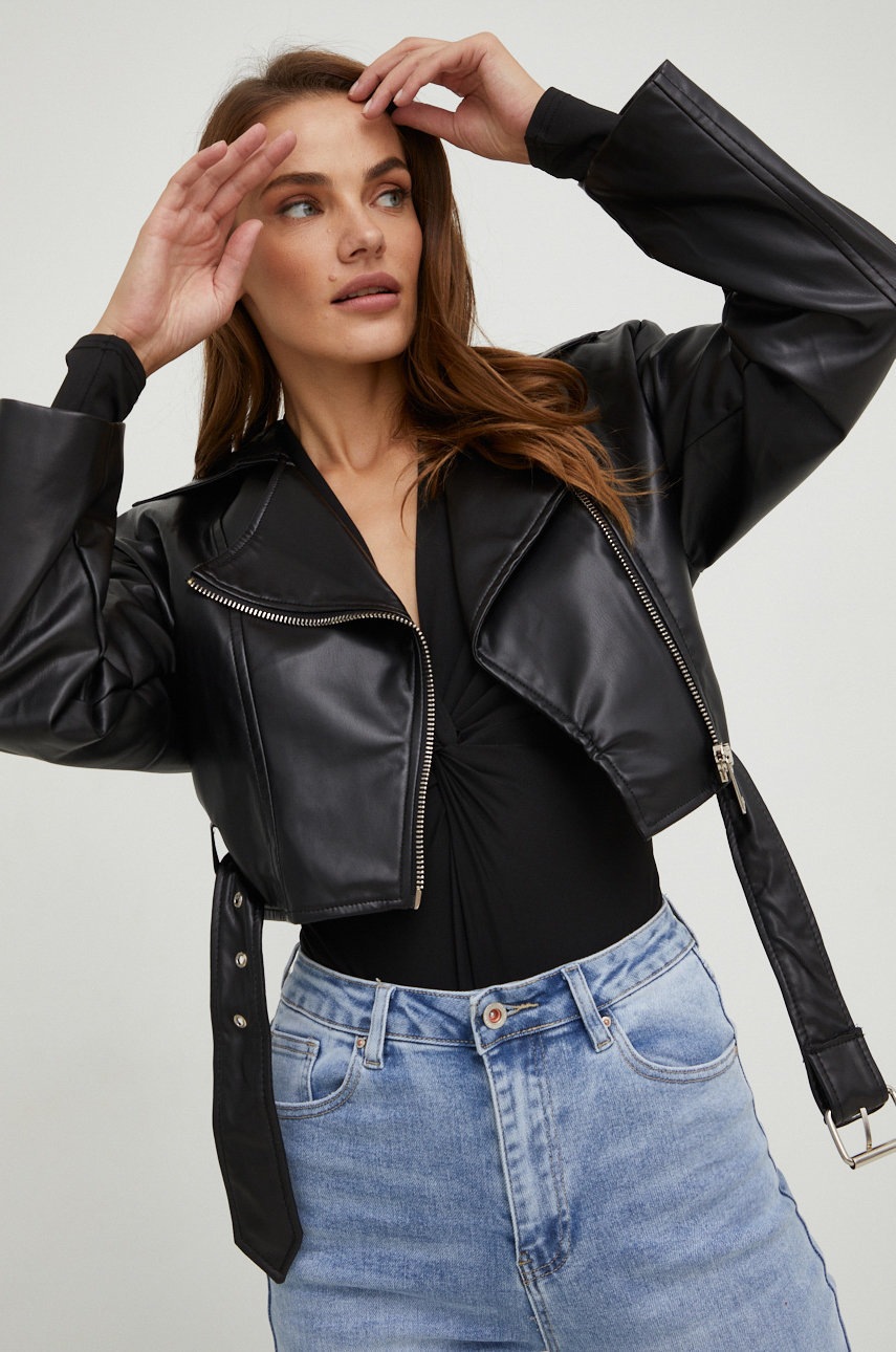 

Рокерско яке Answear Lab в черно с преходна изолация, Черен