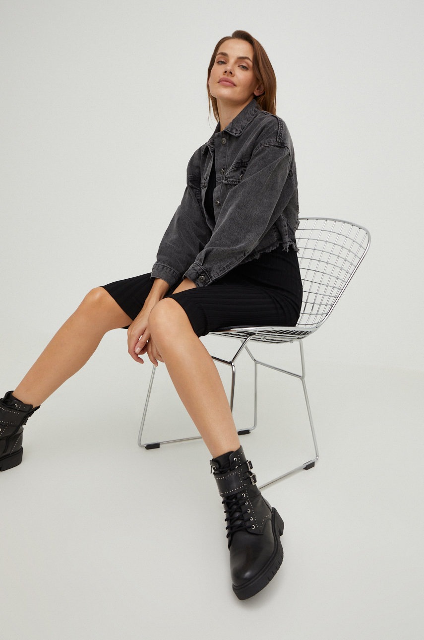 

Джинсовая куртка Answear Lab женская цвет чёрный переходная oversize