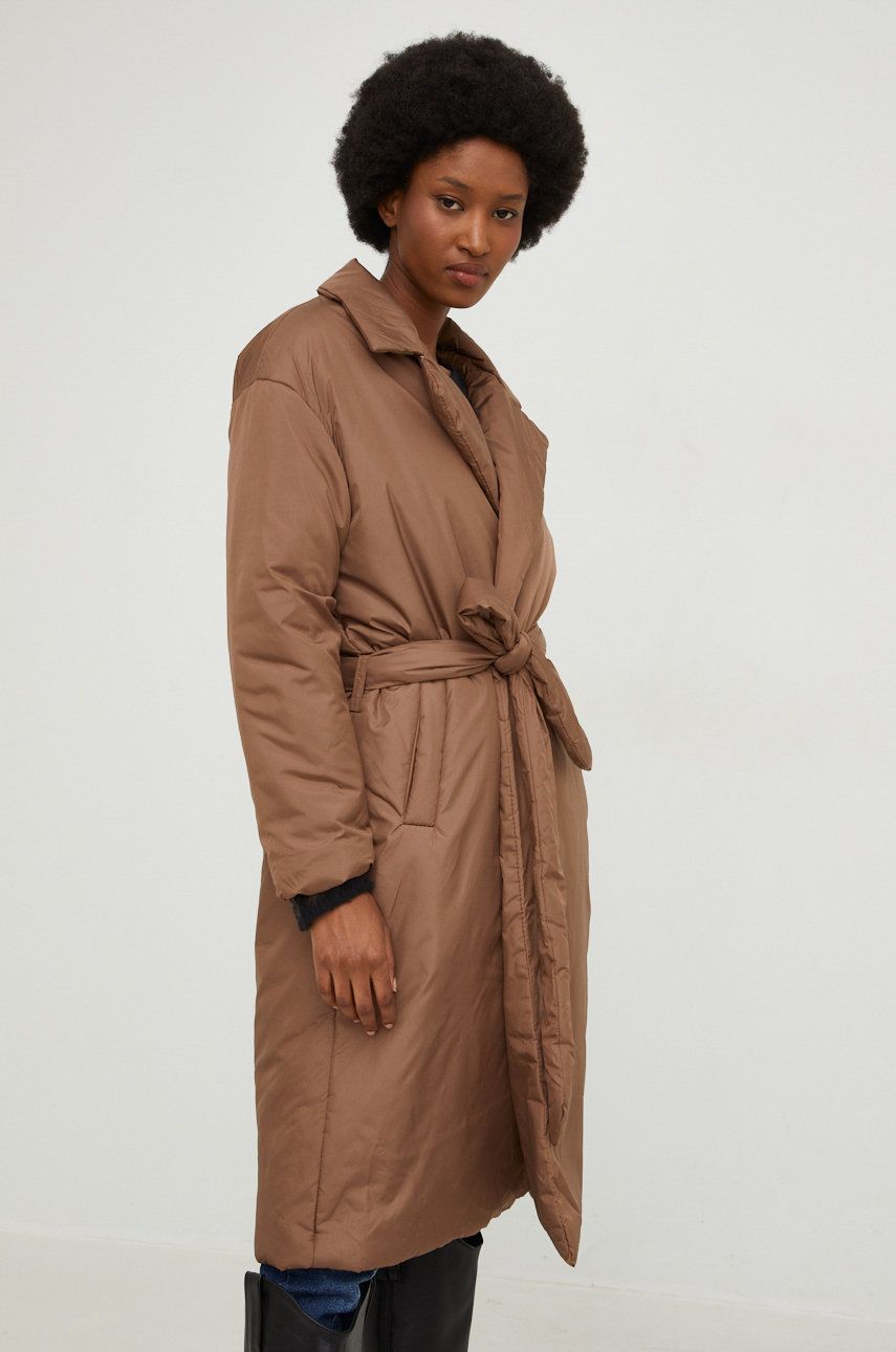 Answear Lab geaca femei, culoarea maro, de iarna, oversize Answear