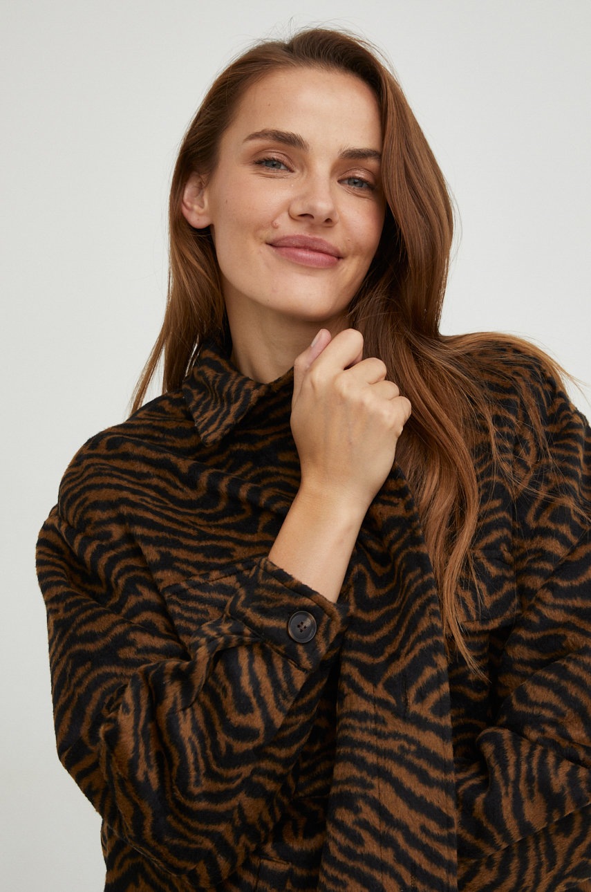 

Шерстяная куртка Answear Lab цвет чёрный переходная oversize