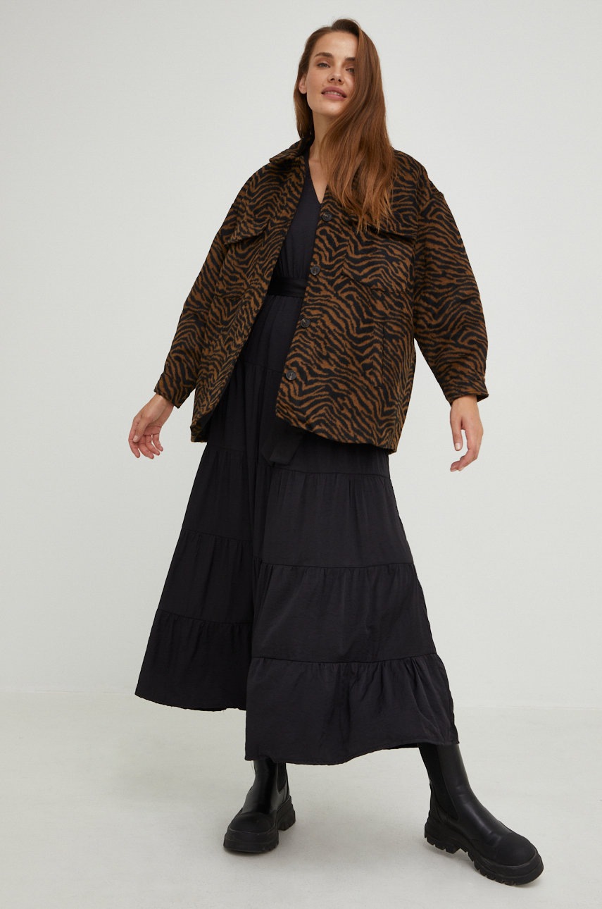 

Шерстяная куртка Answear Lab цвет чёрный переходная oversize