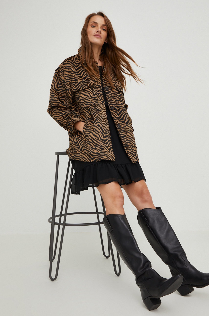 

Пальто с шерстью Answear Lab цвет чёрный переходной oversize