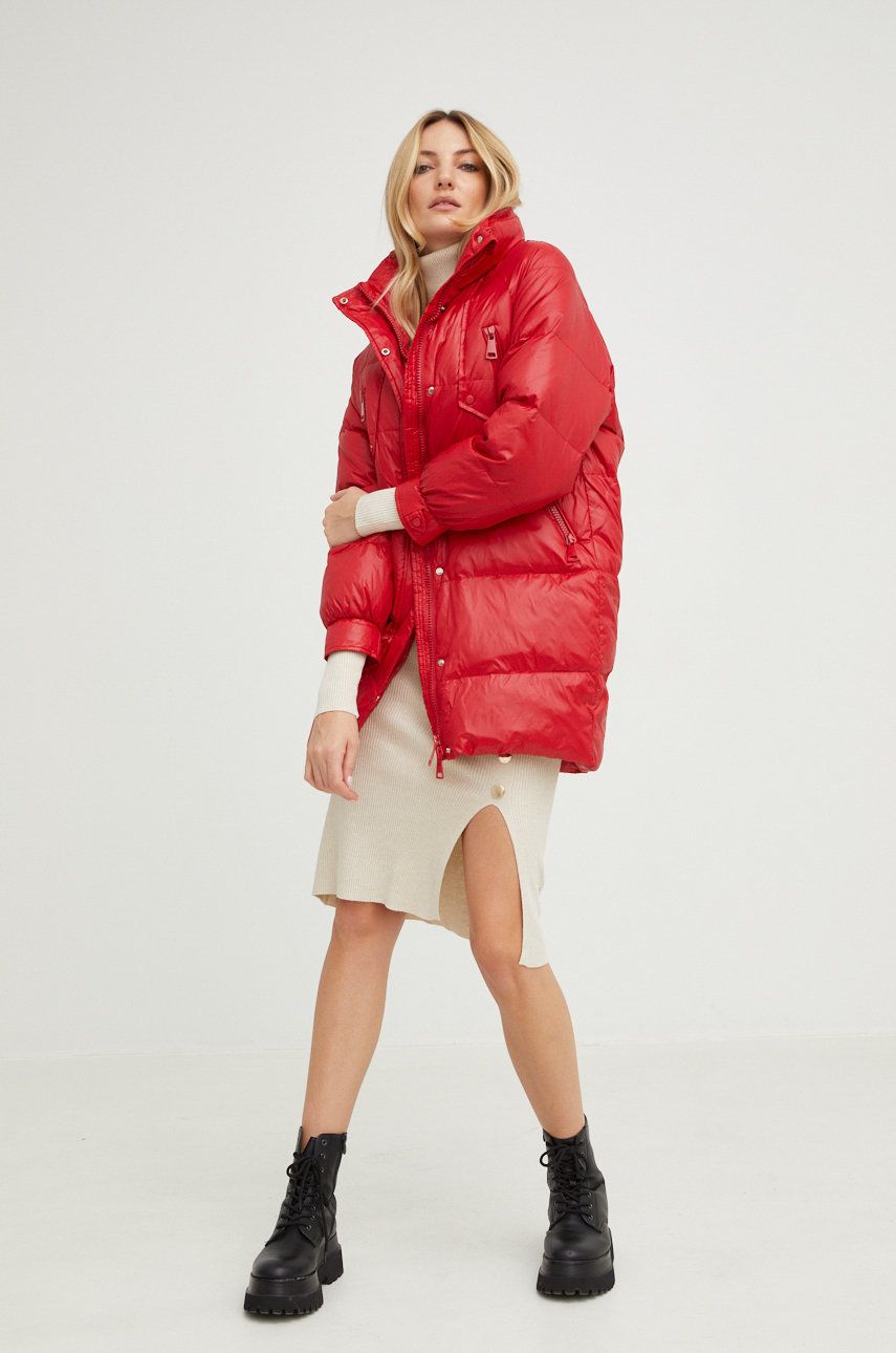 Answear Lab geaca de puf femei, culoarea rosu, de iarna, oversize Answear imagine promotii 2022