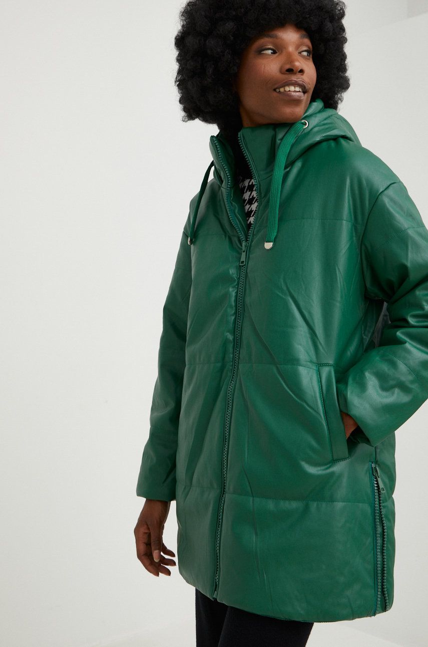 Answear Lab geaca femei, culoarea verde, de iarna, oversize Answear imagine megaplaza.ro