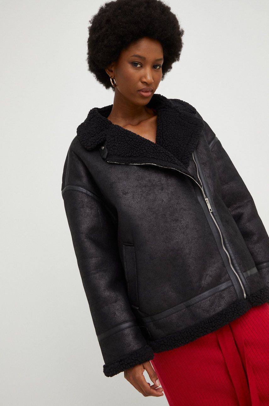 Answear Lab geaca femei, culoarea negru, de iarna, oversize Answear imagine promotii 2022
