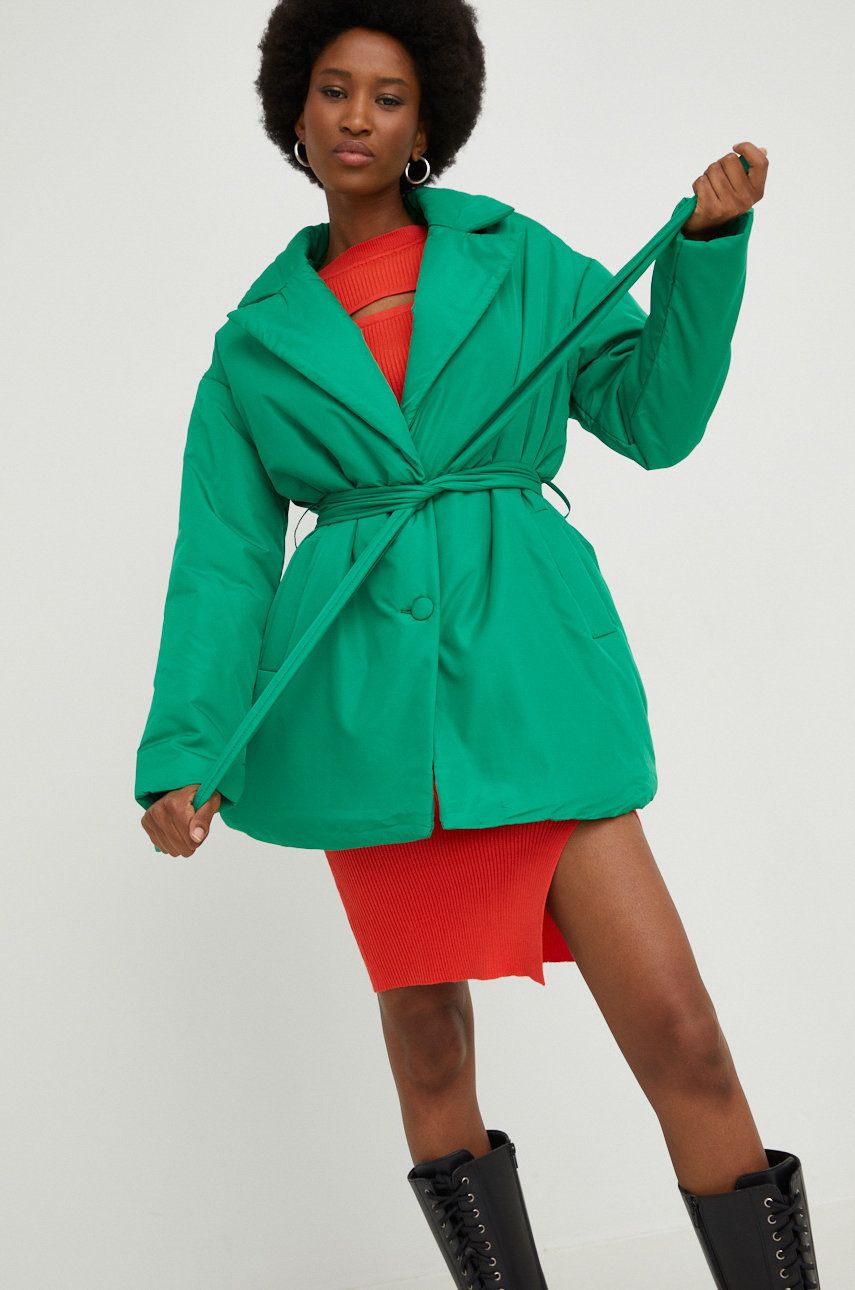 Answear Lab geaca femei, culoarea verde, de tranzitie, oversize Answear imagine megaplaza.ro