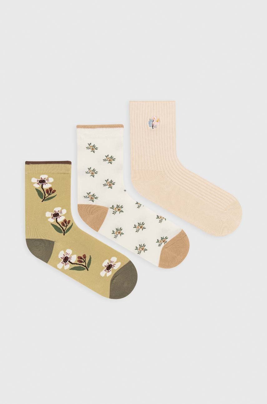 

Шкарпетки Answear Lab 3-pack жіночі колір бежевий