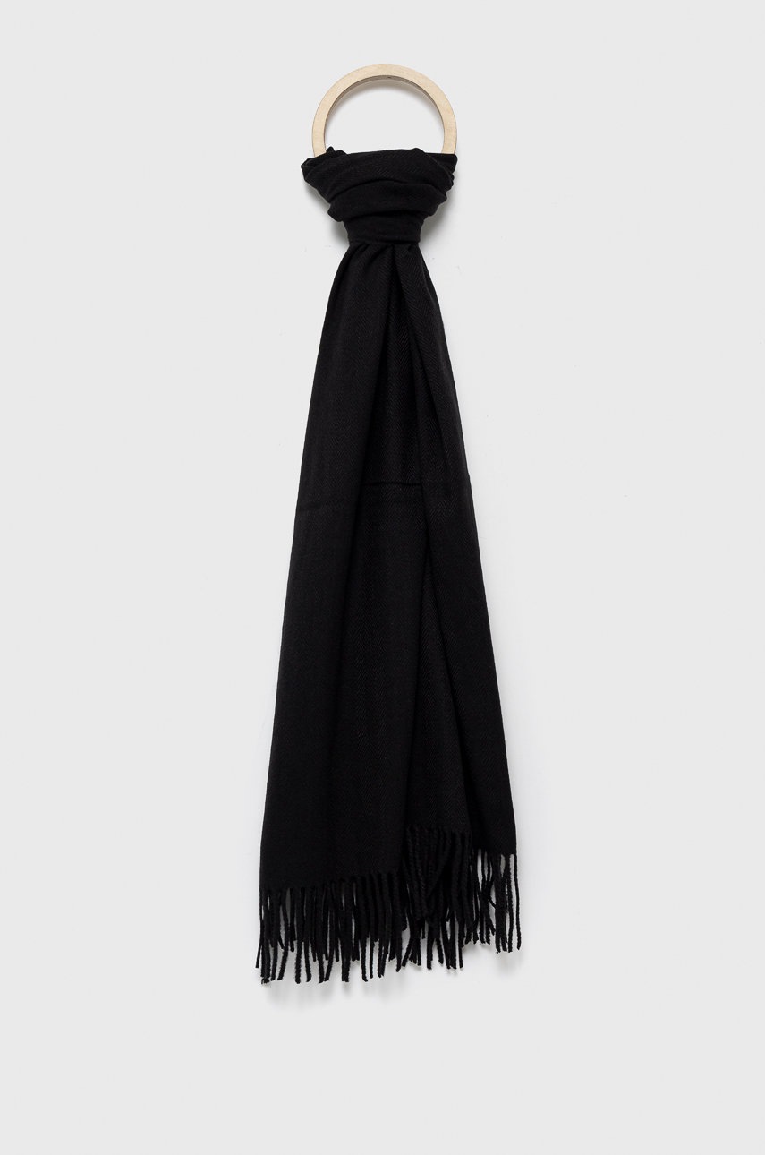 

Кашмирен шал Answear Lab Cashmere Blend в черно с изчистен дизайн, Черен