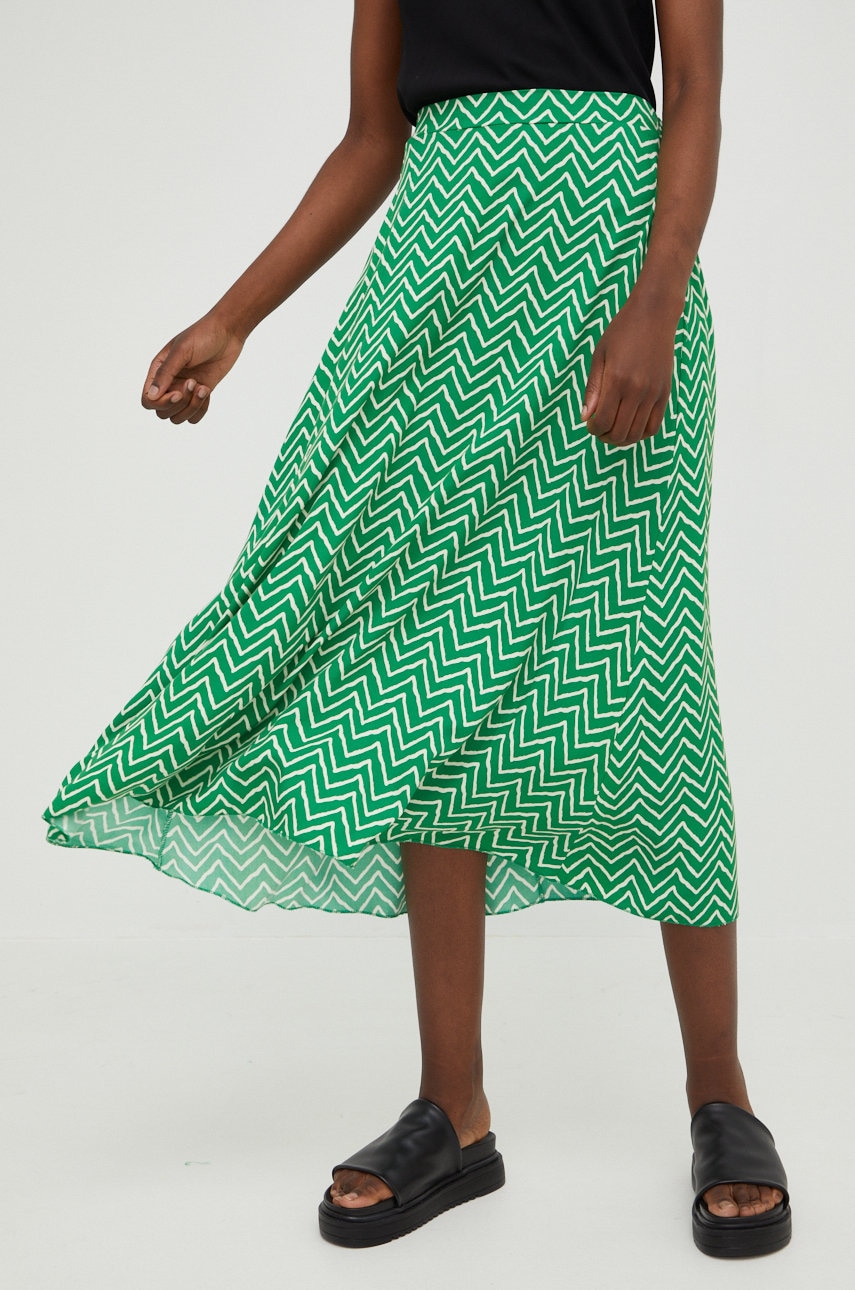 Answear Lab fusta culoarea verde, maxi, evazati