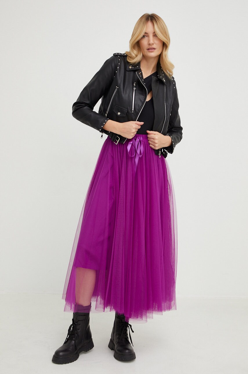 Answear lab fusta culoarea roz, maxi, evazati
