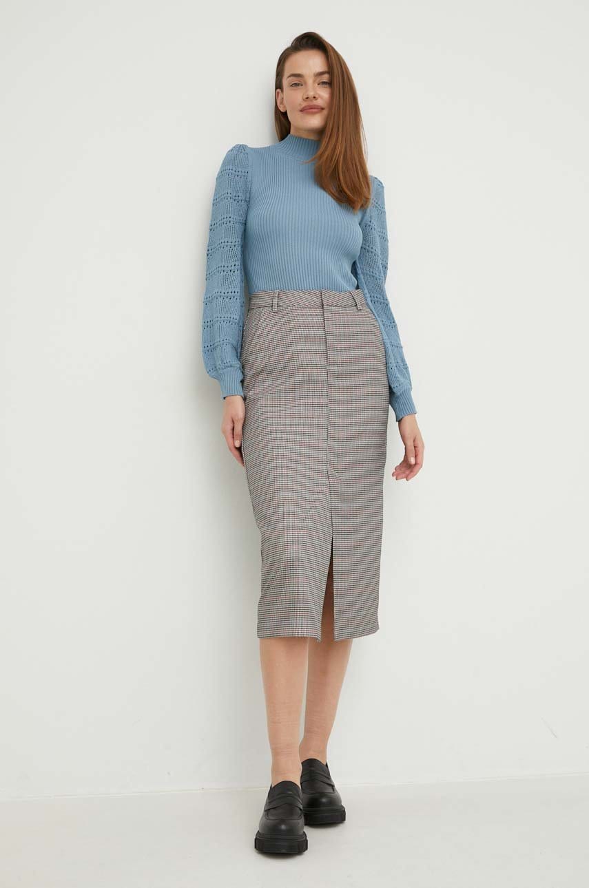 Answear lab fusta culoarea gri, midi, drept