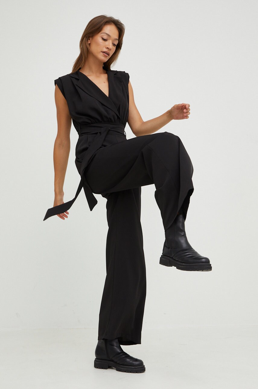 Answear lab salopeta culoarea negru, cu guler