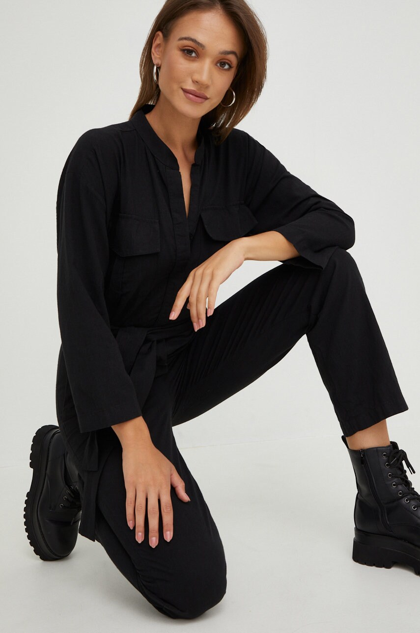 Answear lab salopeta din in culoarea negru,